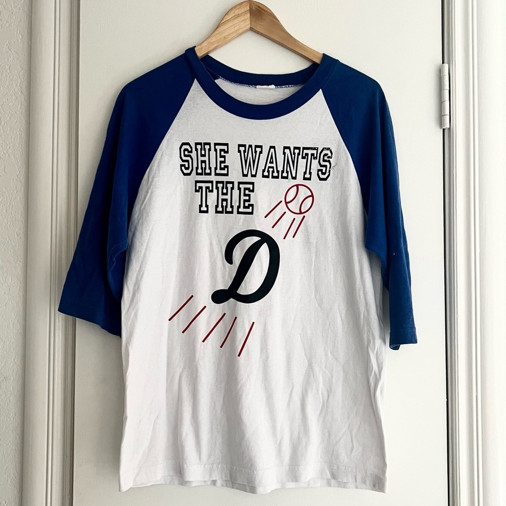 Los Angeles Dodgers Baseball Tee “She Wants The D” Shirt 40” Chest Men’s M/L